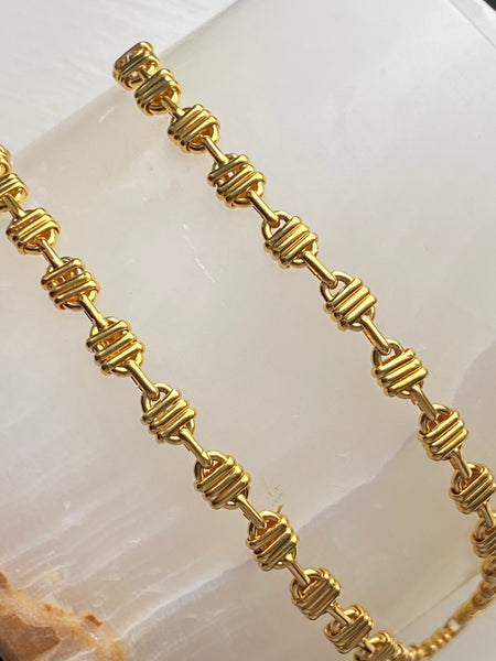 1970-1980 Ortogonal Gold Plated Chain Necklace