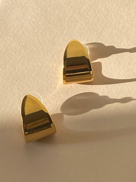MONET 1970 Modernist Arch Gold Plated Pierced Earrings