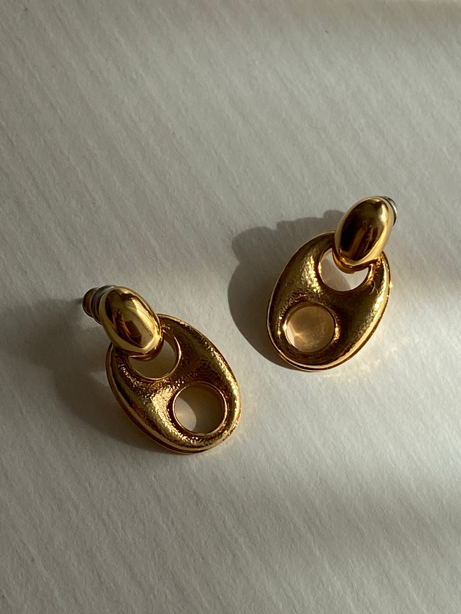 1970-1980 Gold Plated Link Pierced Earrings