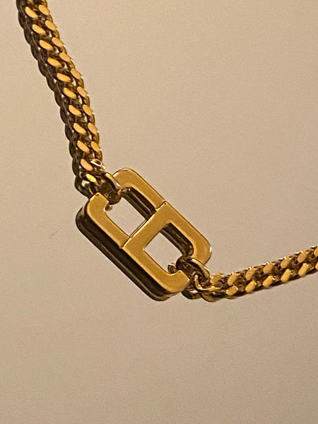 CHRISTIAN DIOR CD Gold Plated Chain Necklace