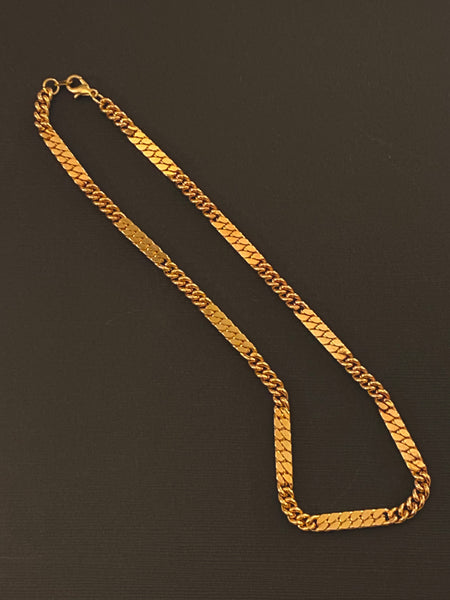 1970-1980 Soldered Curb Gold Plated Link Chain Necklace