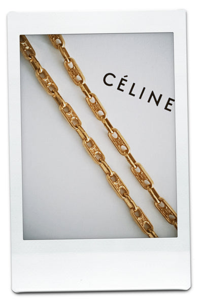 Rare CELINE 1980 Triomphe Logo Link Gold Plated Necklace