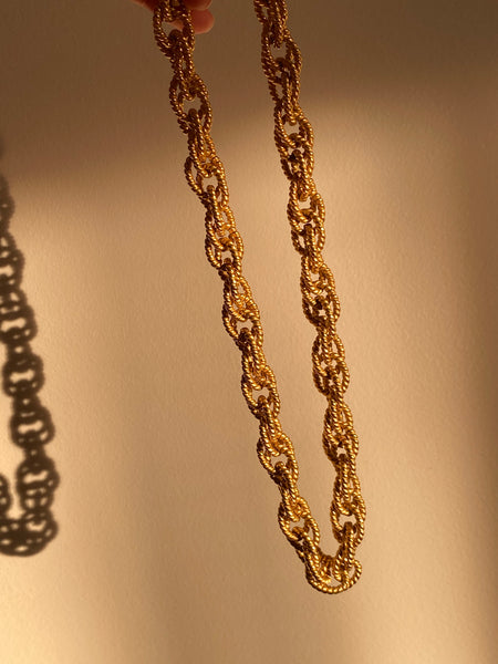 1970-1980 Rope Braided Gold Plated Chain Necklace