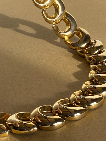 1970-1980 Gold Plated Circle Link Statement Necklace