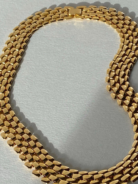 1970-1980 Gold Plated Panther Chain Necklace