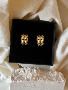 CHRISTIAN DIOR Panther Gold Plated Pierced Earrings