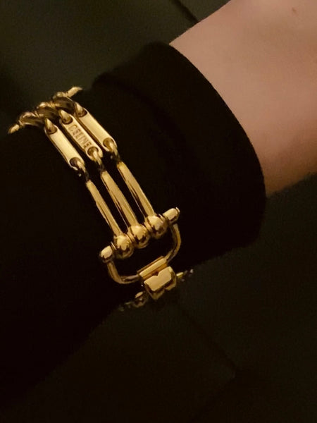 Iconic CELINE Horsebit Gold Plated Bracelet