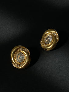 NAPIER 1970-1980 Swarovski Gold Plated Pierced Earrings