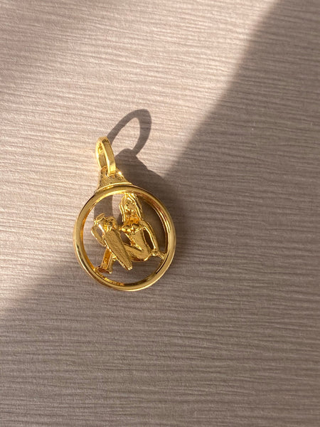 1970-1980 Aquarius Gold Plated Sterling Silver Pendant