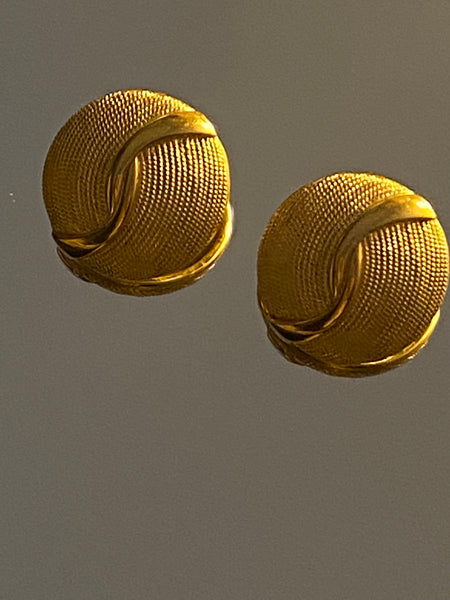 NAPIER 1970-1980 Domed Gold Plated Pierced Earrings