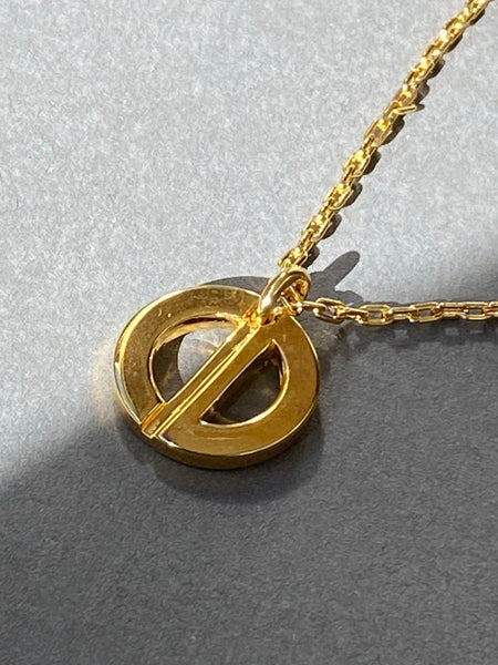 CHRISTIAN DIOR 1990 Circular Pendant Gold Plated Necklace