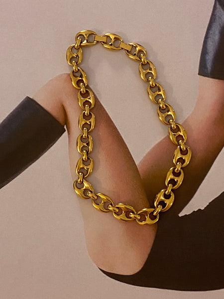 1970-1980 Paved Gold Plated Reversible Chain Necklace