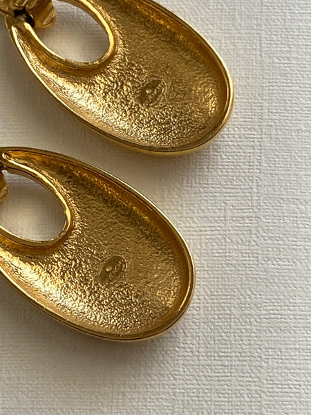 GIVENCHY Door Knocker Gold Plated Pierced Earrings