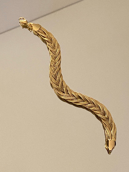 1970-1980 Slinky Braided Gold Plated Chain Bracelet