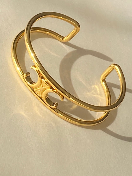 Iconic CELINE Macadam Gold Plated Bangle Bracelet