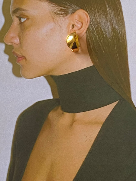 1970-1980 Modernist Gold Plated Clip On Earrings